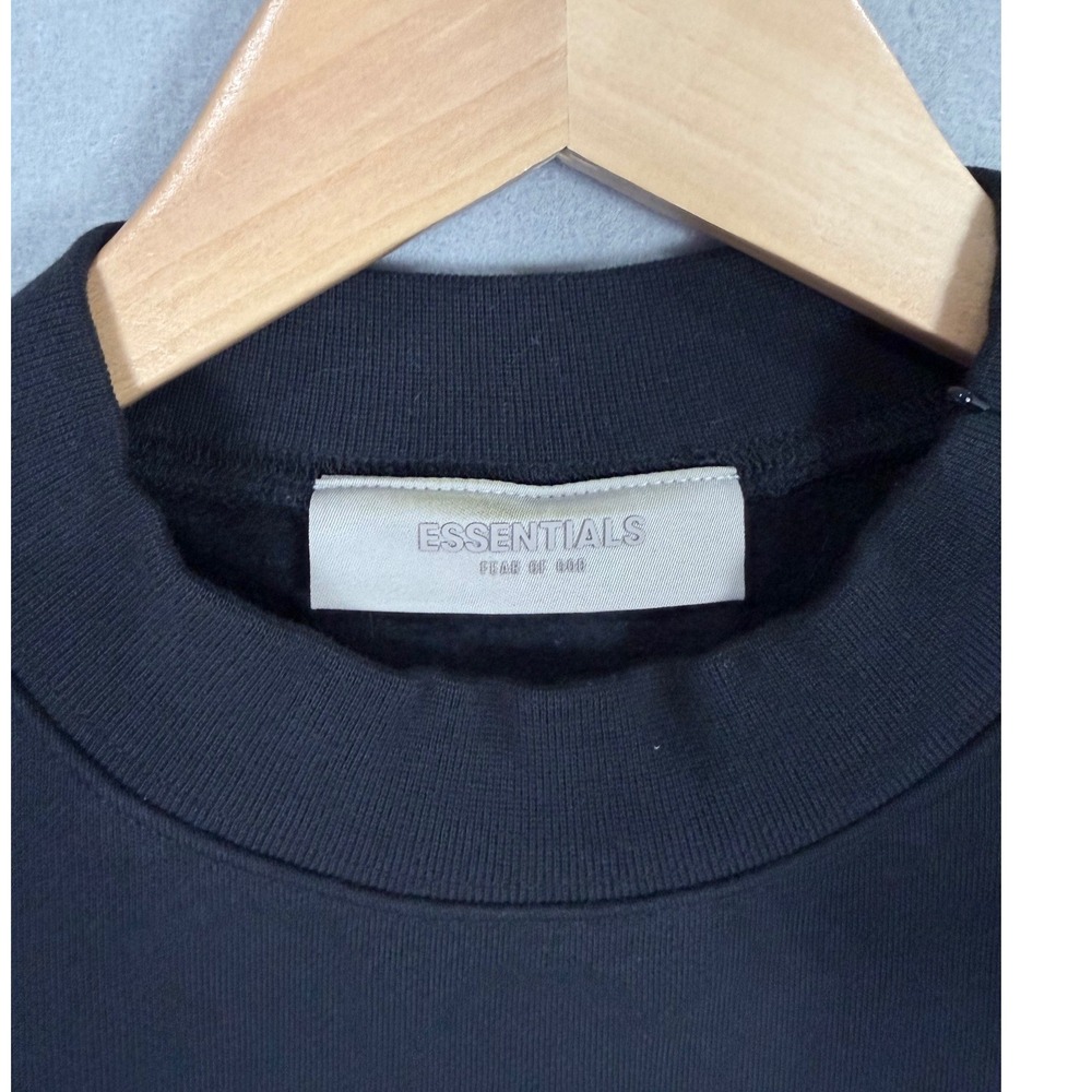 Fear of God Essentials Sweatshirt Mens Size S Black Logo Crewneck Fleece New - Picture 3 of 13